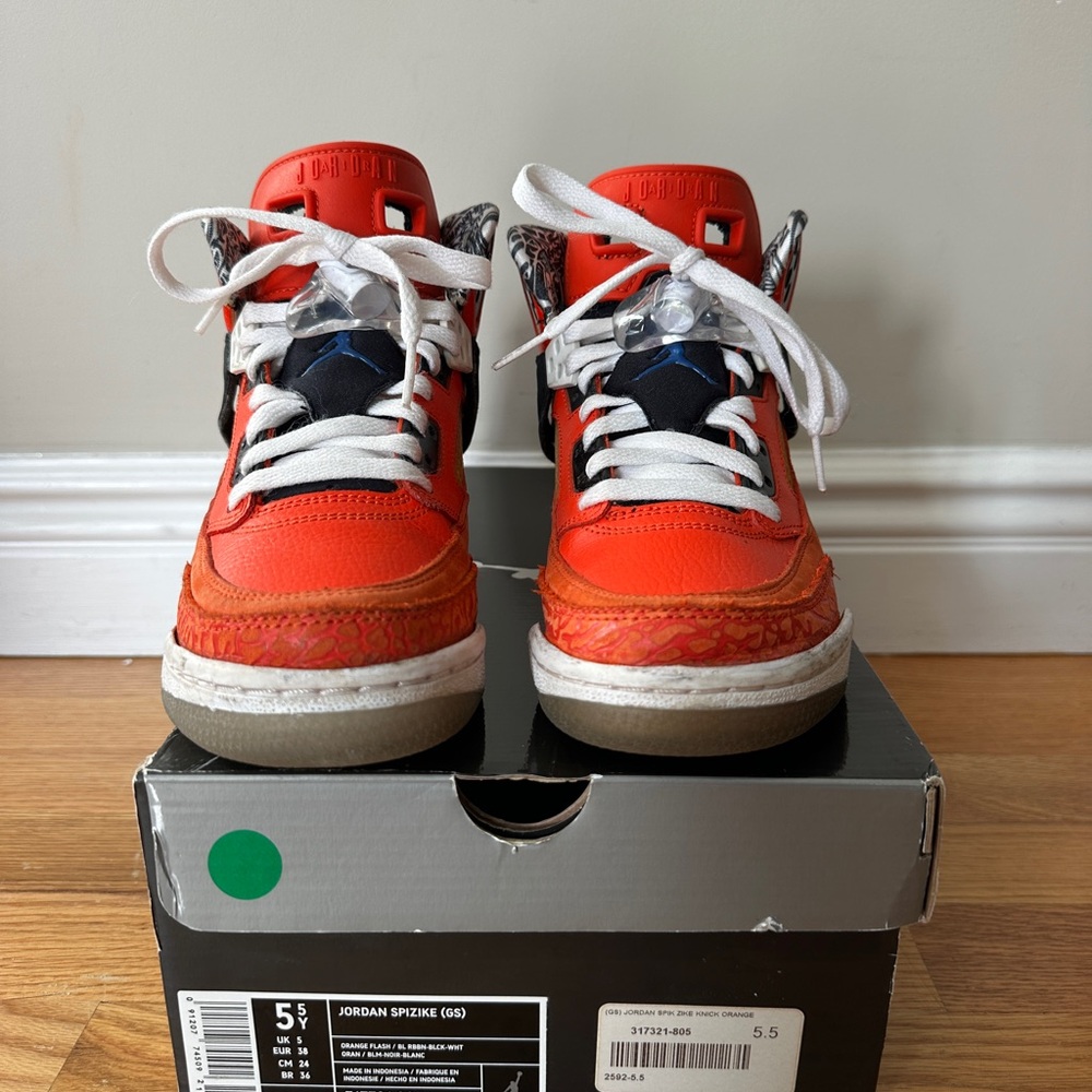 Jordan Spizike Bright Orange and White Sneakers